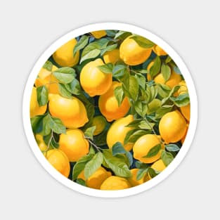 Yellow Lemons Citrus Pattern Magnet